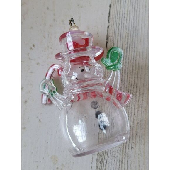Plastic snowman Candy cane ornament Xmas decor - Picture 4 of 5